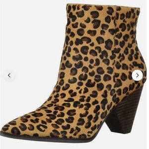 Lucky Brand Munise 2 Leather Leopard Booties Size 7 Pony Hair Calf Hair
